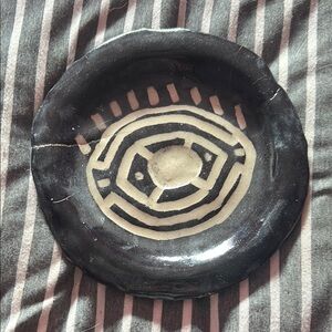 Abstract Black and White Ceramic Plate